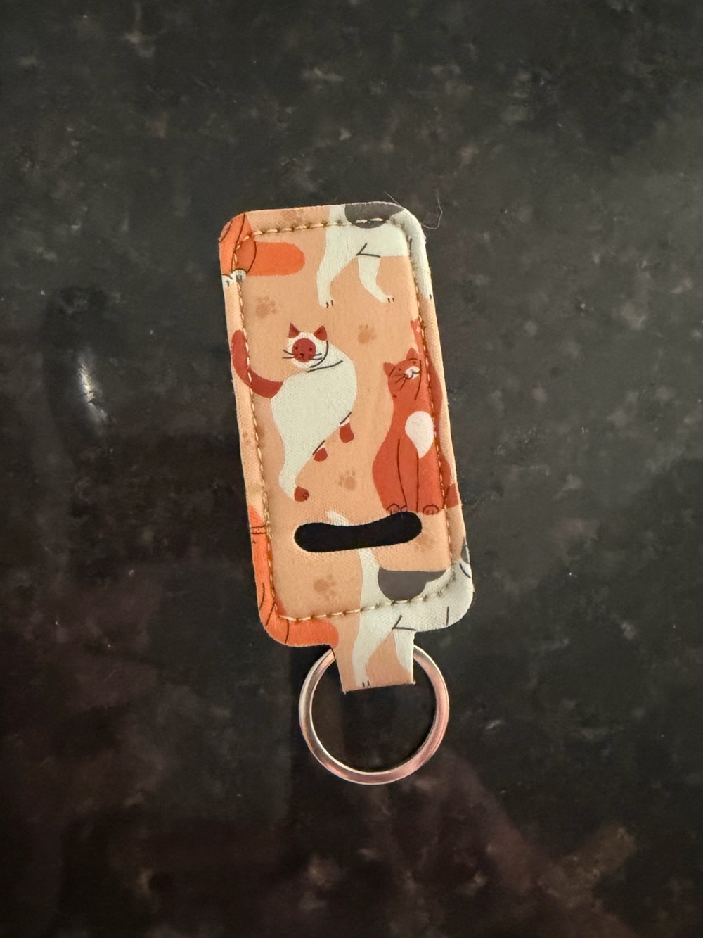 Cat Pattern Peach Keychain chapstick Accessory